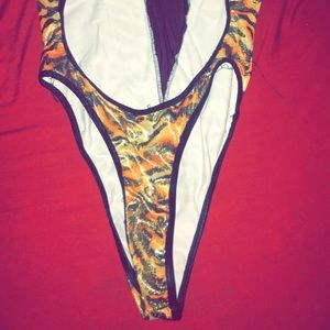 Tiger stripe thong bodysuit